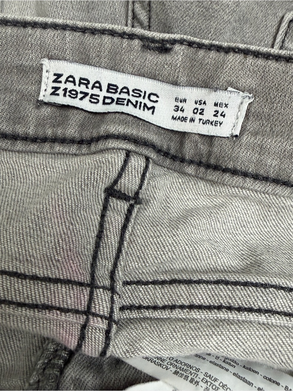 Zara Z1975 Gray Floral Distressed Skinny Jeans Size 2 - Picture 3 of 4